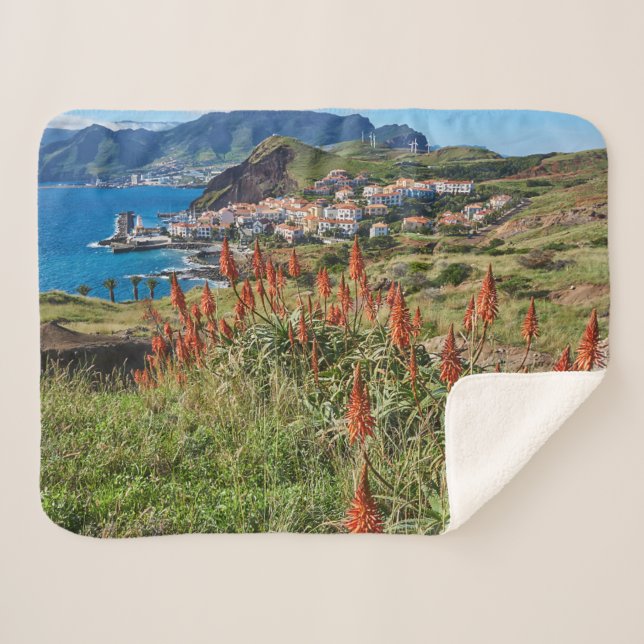 Flowers | Madeira Island Portugal Sherpa Blanket (Front (Horizontal))