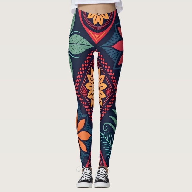 Flowers Magic Pattern Leggings (Front)