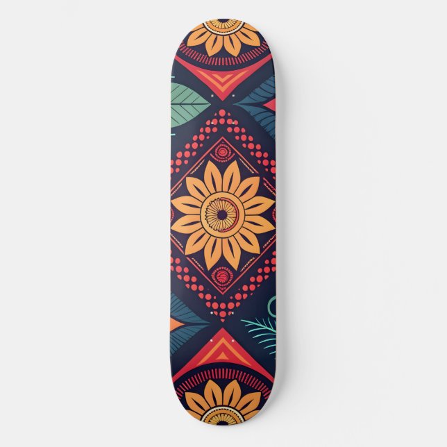 Flowers Magic Pattern Skateboard (Front)