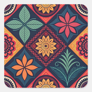 Flowers Magic Pattern Square Sticker