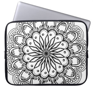 Flowers mandala hand drawing laptop sleeve