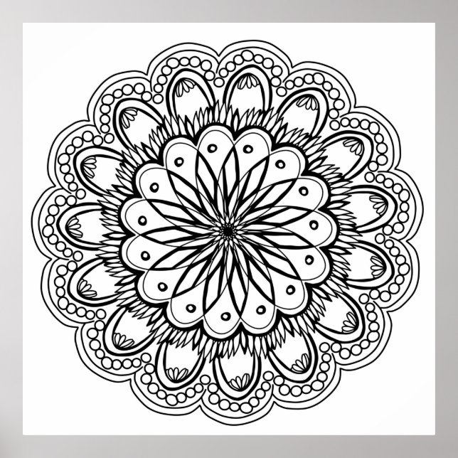Flowers mandala hand drawing poster (Front)
