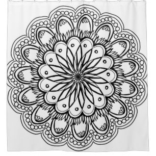 Flowers mandala hand drawing shower curtain