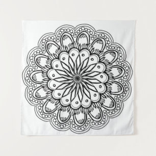 Flowers mandala hand drawing tapestry