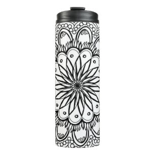 Flowers mandala hand drawing thermal tumbler