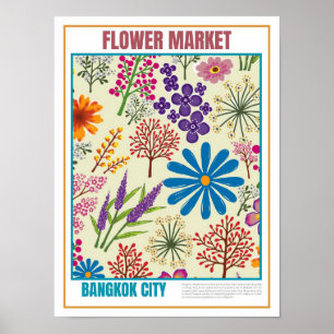 Flowers Market South East Asia Bangkok Poster