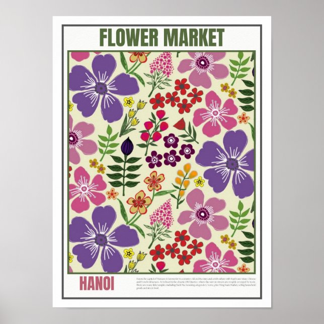 Flowers Market South East Asia Hanoi Poster (Front)