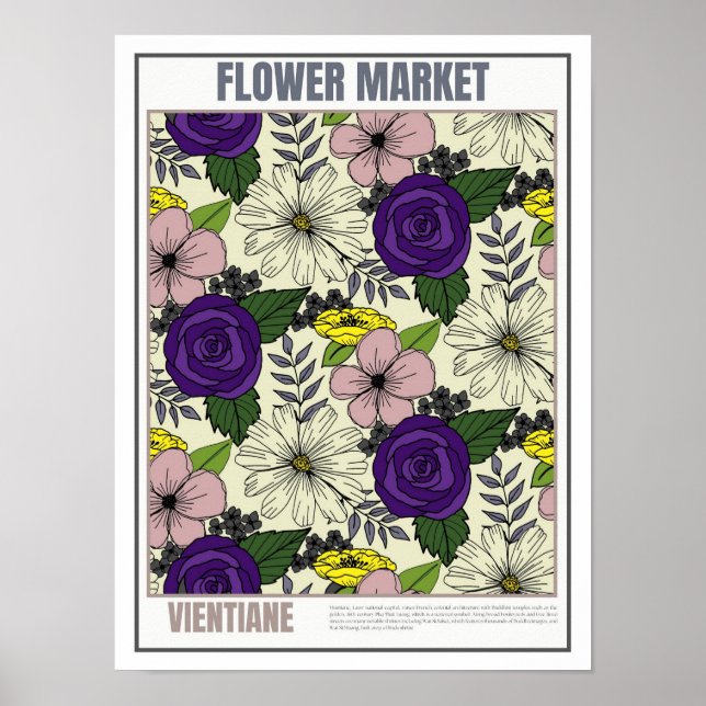 Flowers Market South East Asia Vientiane Poster (Front)