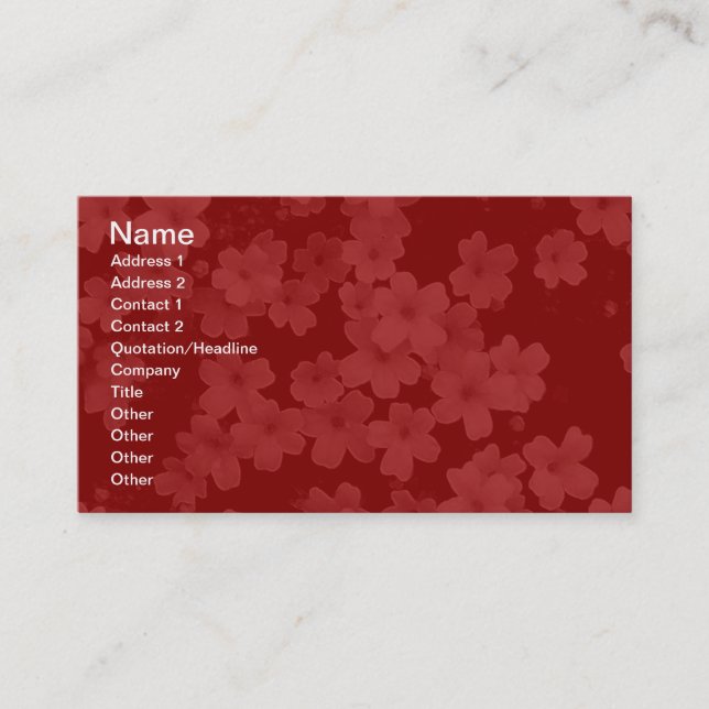 Flowers - Maroon Business Card (Front)