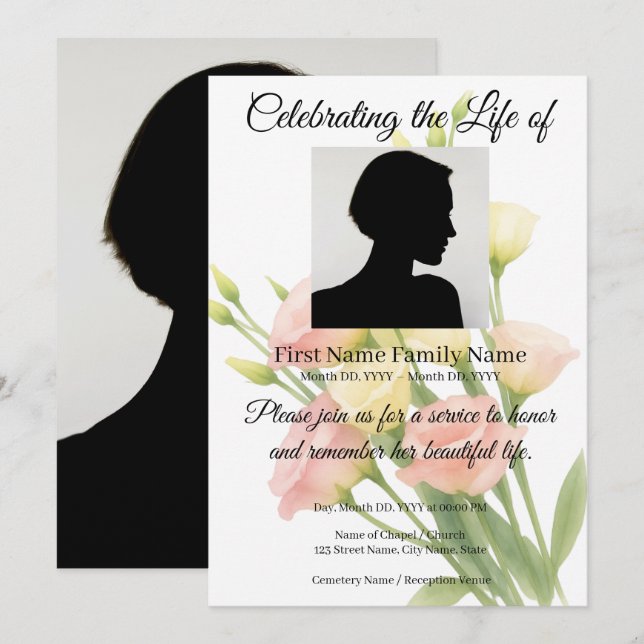 Flowers memorial invitation  (Front/Back)