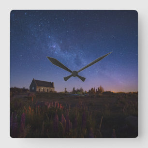 Flowers   Milky Way New Zealand Square Wall Clock