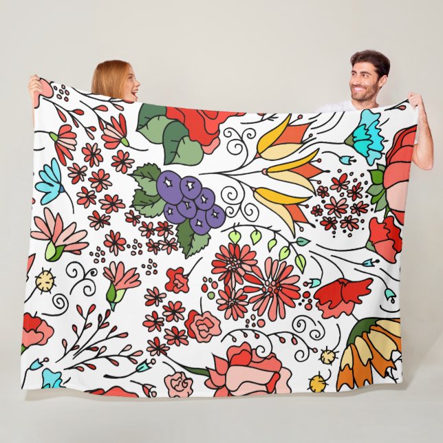 Flowers Modern and Fresh Pattern Fleece Blanket (In Situ)
