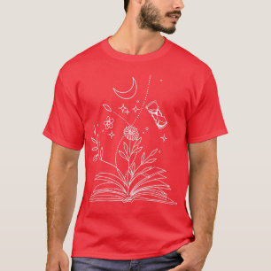 Flowers Moon, Stars Women's Book Lovers Teacher T-Shirt