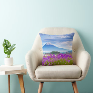 Flowers Mount Fugi Japan Cushion