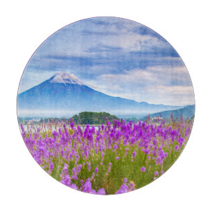 Flowers Mount Fugi Japan Cutting Board