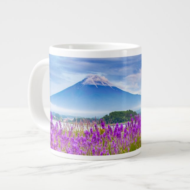 Flowers | Mount Fugi Japan Large Coffee Mug (Front Left)
