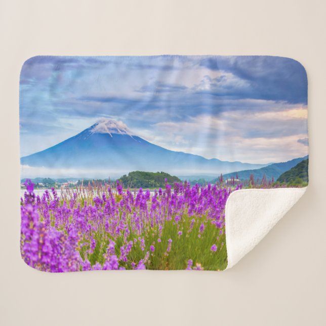 Flowers | Mount Fugi Japan Sherpa Blanket (Front (Horizontal))