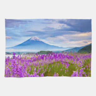 Flowers Mount Fugi Japan Tea Towel