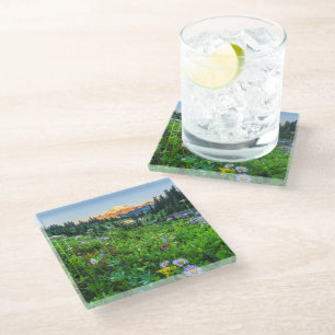 Flowers   Mount Rainier National Park Glass Coaster