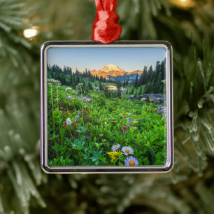 Flowers Mount Rainier National Park Metal Tree Decoration