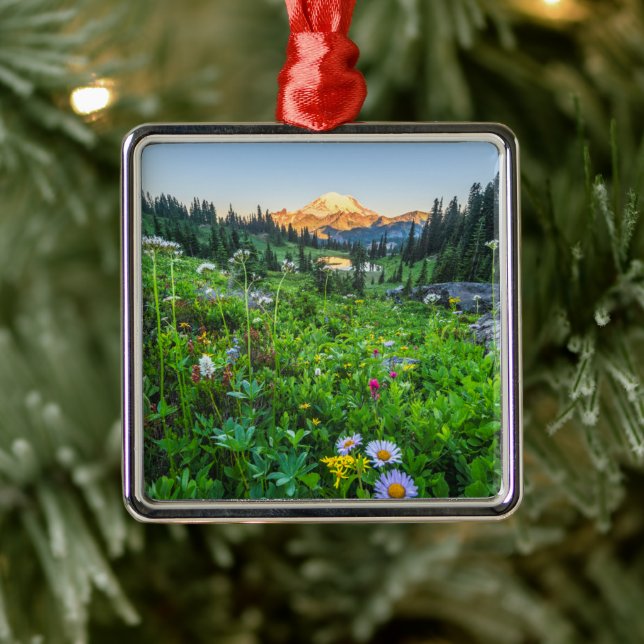 Flowers | Mount Rainier National Park Metal Tree Decoration (Tree)