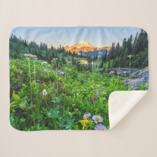Flowers Mount Rainier National Park Sherpa Blanket