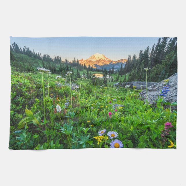 Flowers | Mount Rainier National Park Tea Towel (Horizontal)