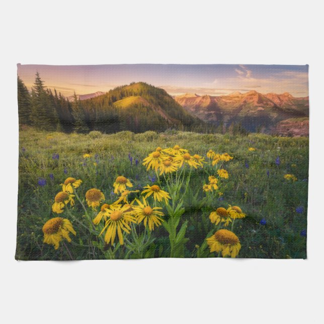 Flowers | Mountain Meadow Crested Butte Colorado Tea Towel (Horizontal)