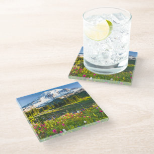 Flowers Mt. Rainier Wildflowers Glass Coaster