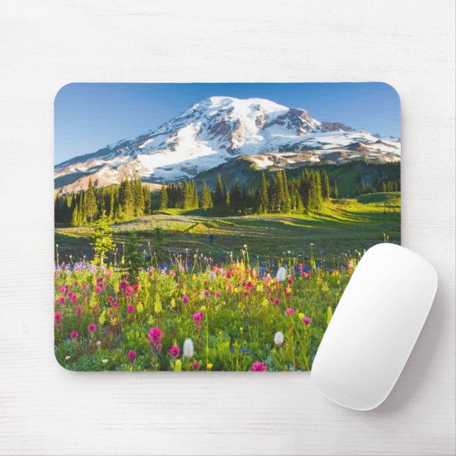 Flowers | Mt. Rainier Wildflowers Mouse Mat (With Mouse)