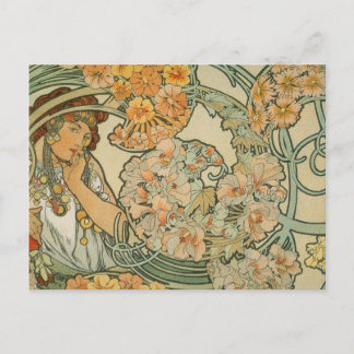 Flowers, Mucha Postcard