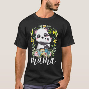 Flowers Mum & Cute Baby Panda Animal Mama Mother' T-Shirt