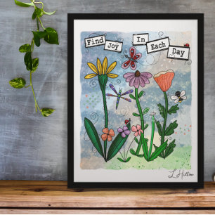 Flowers, Musical Notes and Joy Artwork Poster