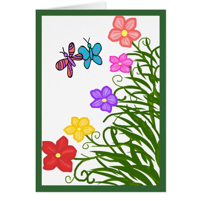 Flowers N Butterflies blank card (Front)