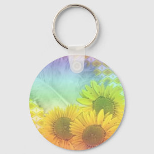 Flowers n Feathers Keychain