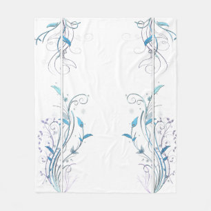 Flowers n Vines Blue Fleece Blanket