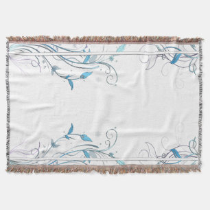 Flowers n Vines Blue Throw Blanket