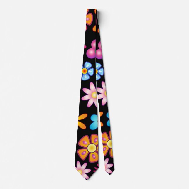 Flowers Naif Vintage Retro Style Design  Tie (Front)