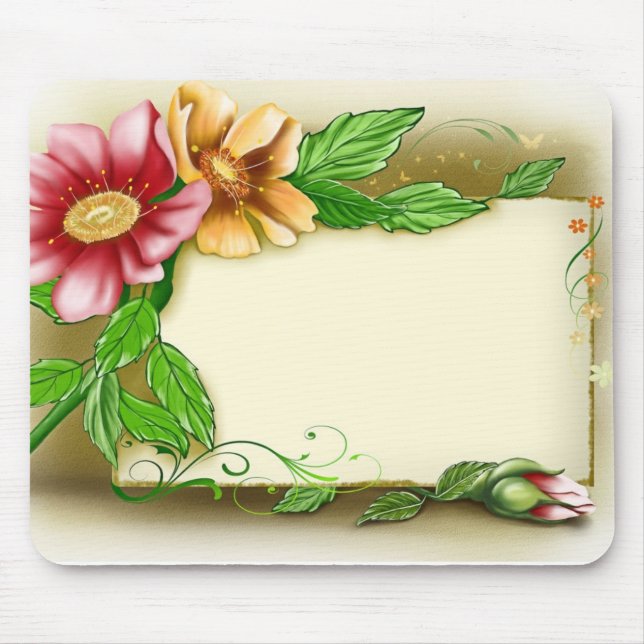 Flowers Name Tag Mouse Mat (Front)