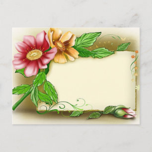 Flowers Name Tag Postcard