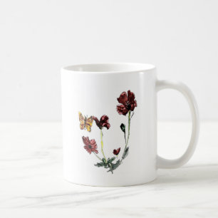 Flowers Nature Art Butterfly Poppy Coffee Mug