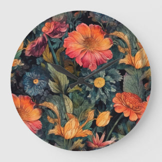 Flowers nature art large clock