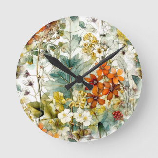 Flowers nature art round clock