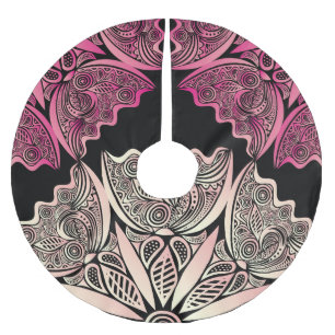 Flowers nature pattern, vintage illustration. brushed polyester tree skirt