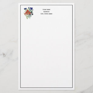 Flowers - NavyBlue - TRANS - Fl8878 - 024 Stationery