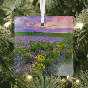Flowers   North Dakota Red River Valley Glass Tree Decoration