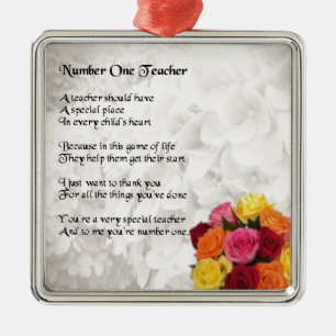 Flowers - Number 1 Teacher Poem Metal Tree Decoration