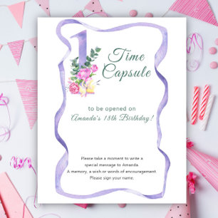 Flowers Number Time Capsule 1st birthday Poster