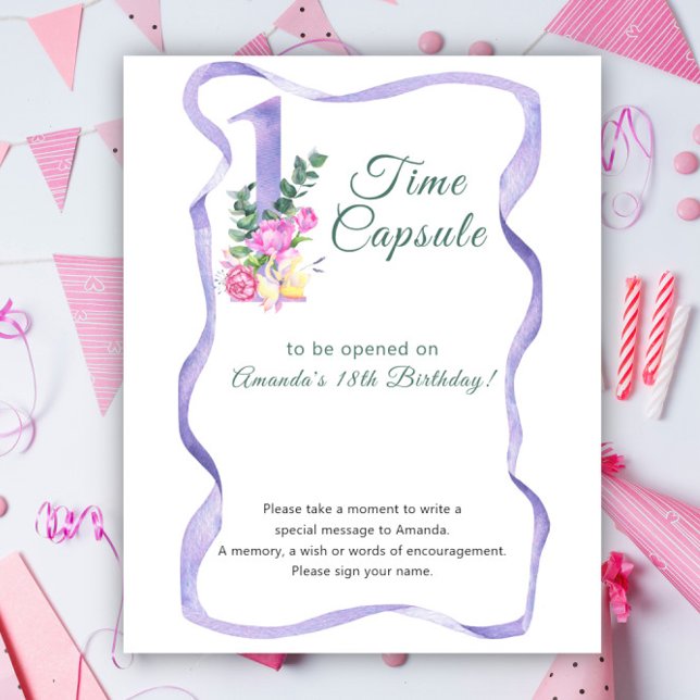 Flowers Number Time Capsule 1st birthday Poster (Creator Uploaded)