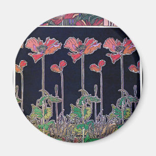 Flowers of Art Nouveau Style, Mucha Magnet